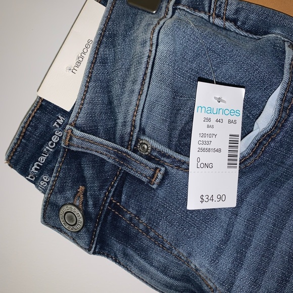 Brand new blue jeans • mid-rise • straight leg • size 0 long - Picture 2 of 4